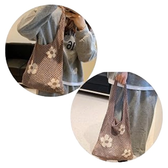 ⭐️SALE ~‎ 1 left⭐️ Mesh Tote Bag Khaki & Cream Floral ~ New - Picture 9 of 9